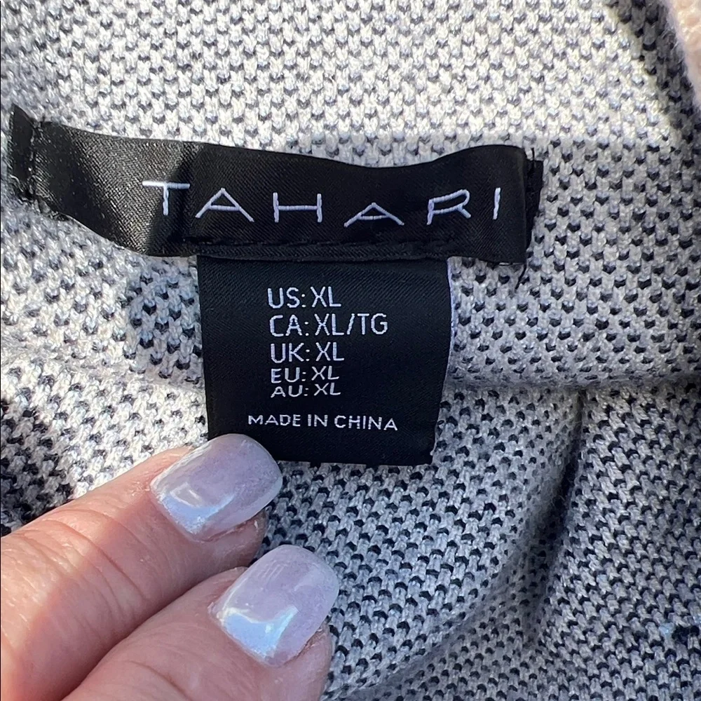 Tahari Blue and Gray Plaid Turtleneck Sweater